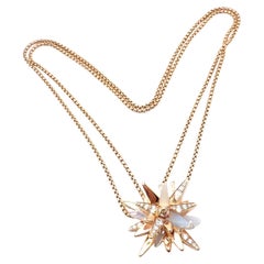 Cartier Limited Ed Diamond Moonstone Meterore Fractal Rose Gold Pendant Necklace