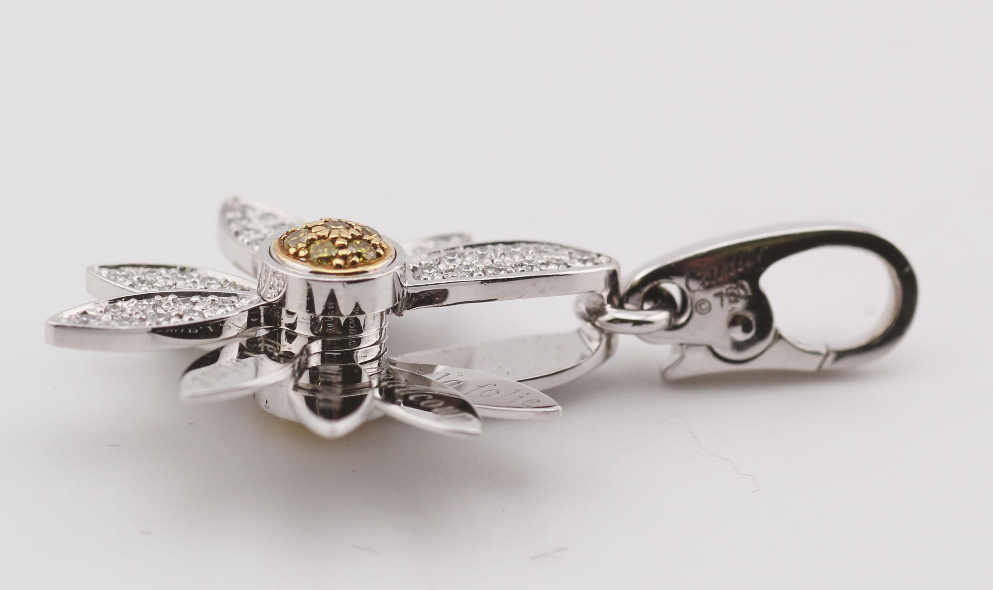 Cartier Limited Edition 18K Gold White & Yellow Diamond Daisy Charm Pendant For Sale 1
