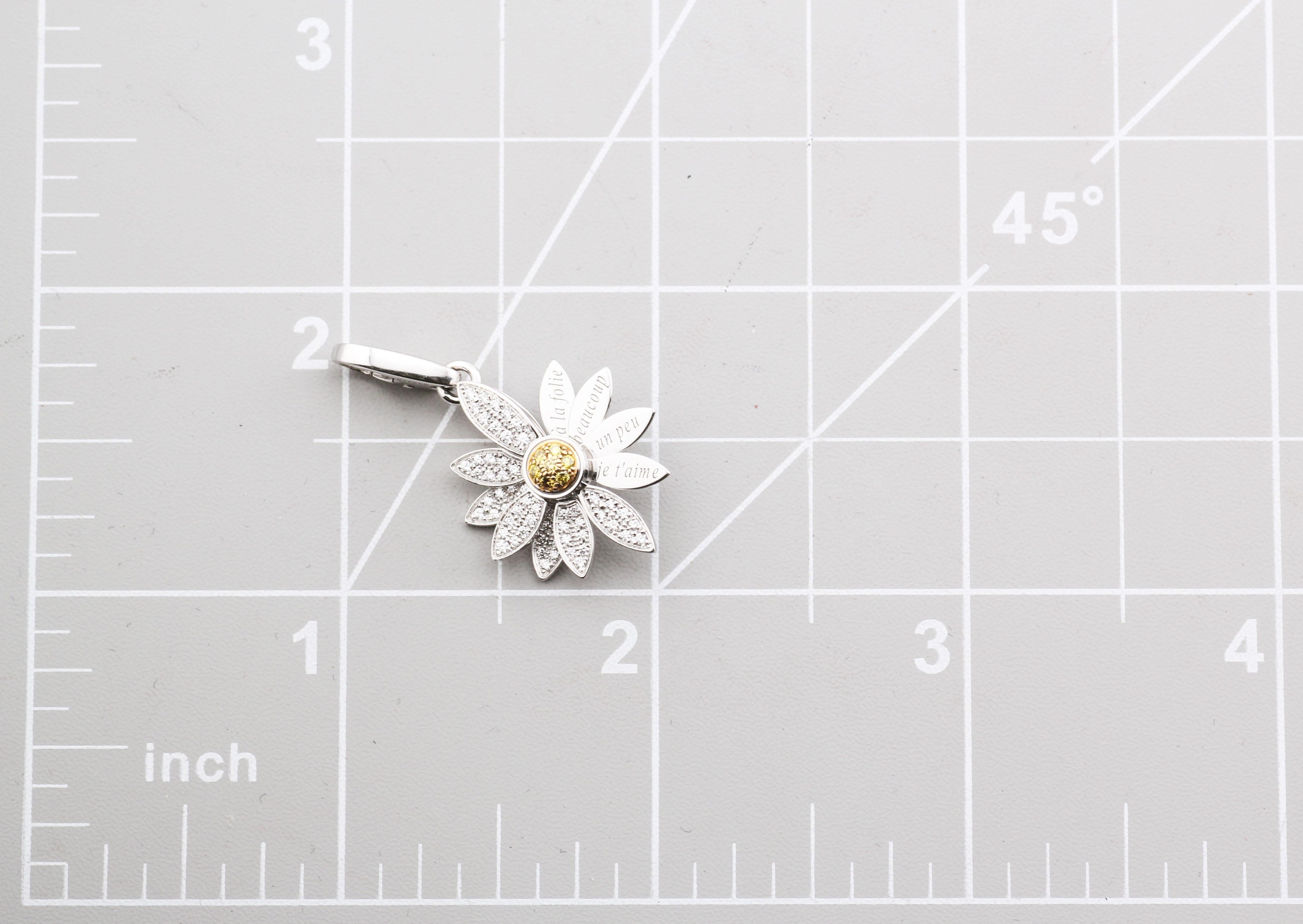 Cartier Limited Edition 18K Gold White & Yellow Diamond Daisy Charm Pendant For Sale 4