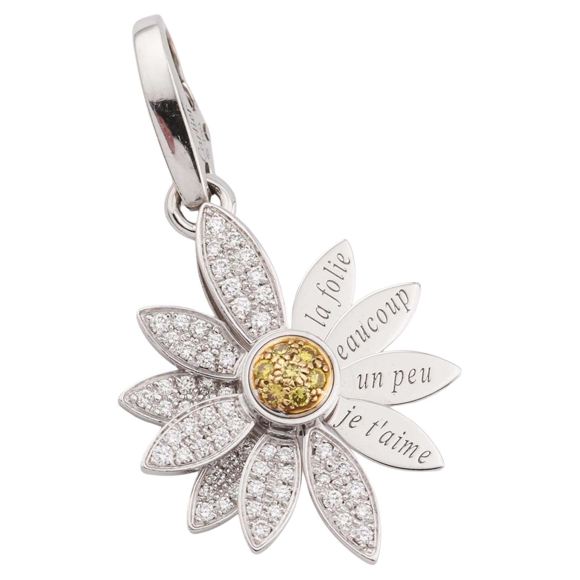 Cartier Limited Edition 18K Gold White & Yellow Diamond Daisy Charm Pendant