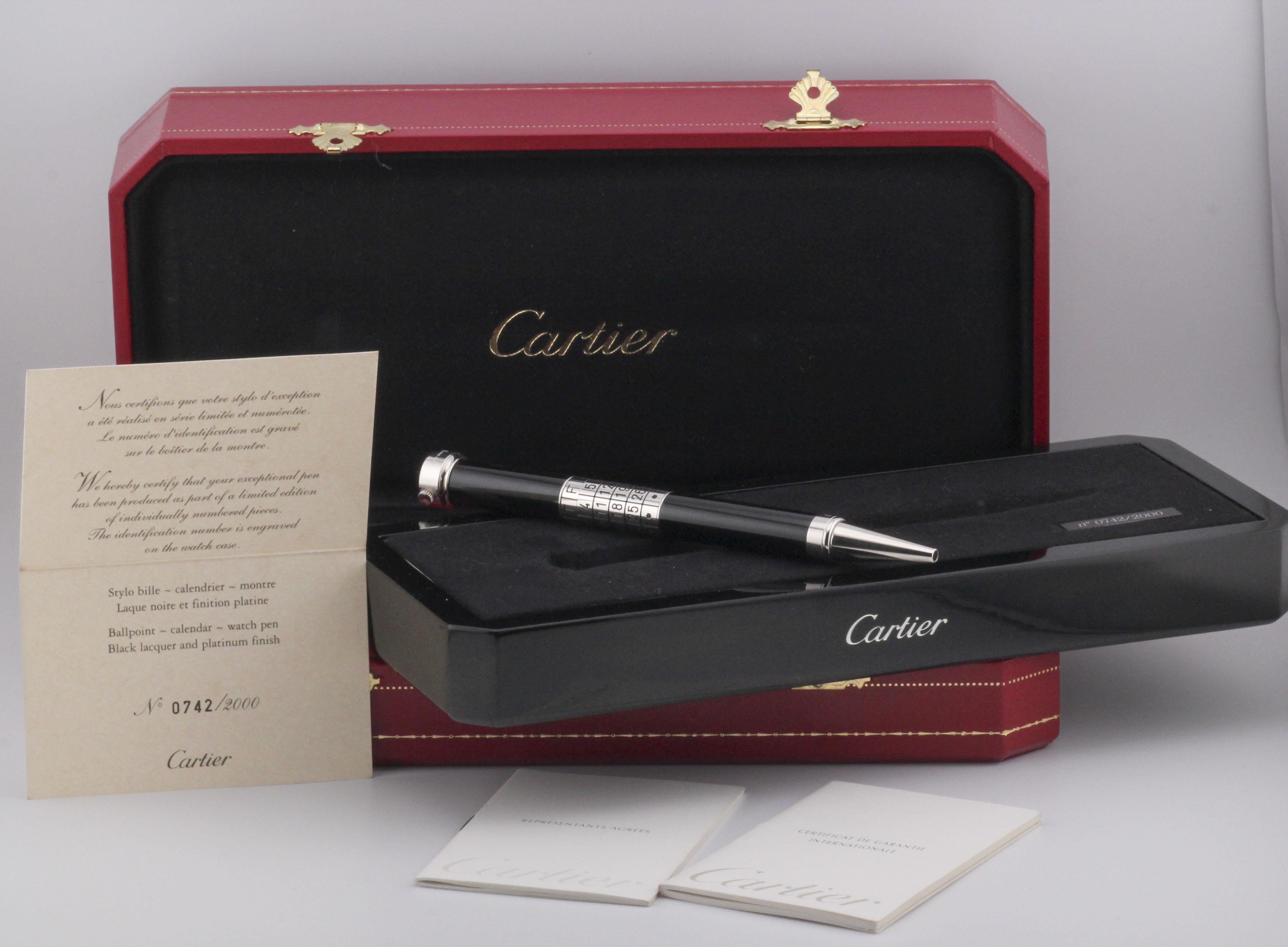 Orologio con penna a sfera Cartier Limited Edition Calendar con scatola In condizioni ottime in vendita a Simpsonville, SC