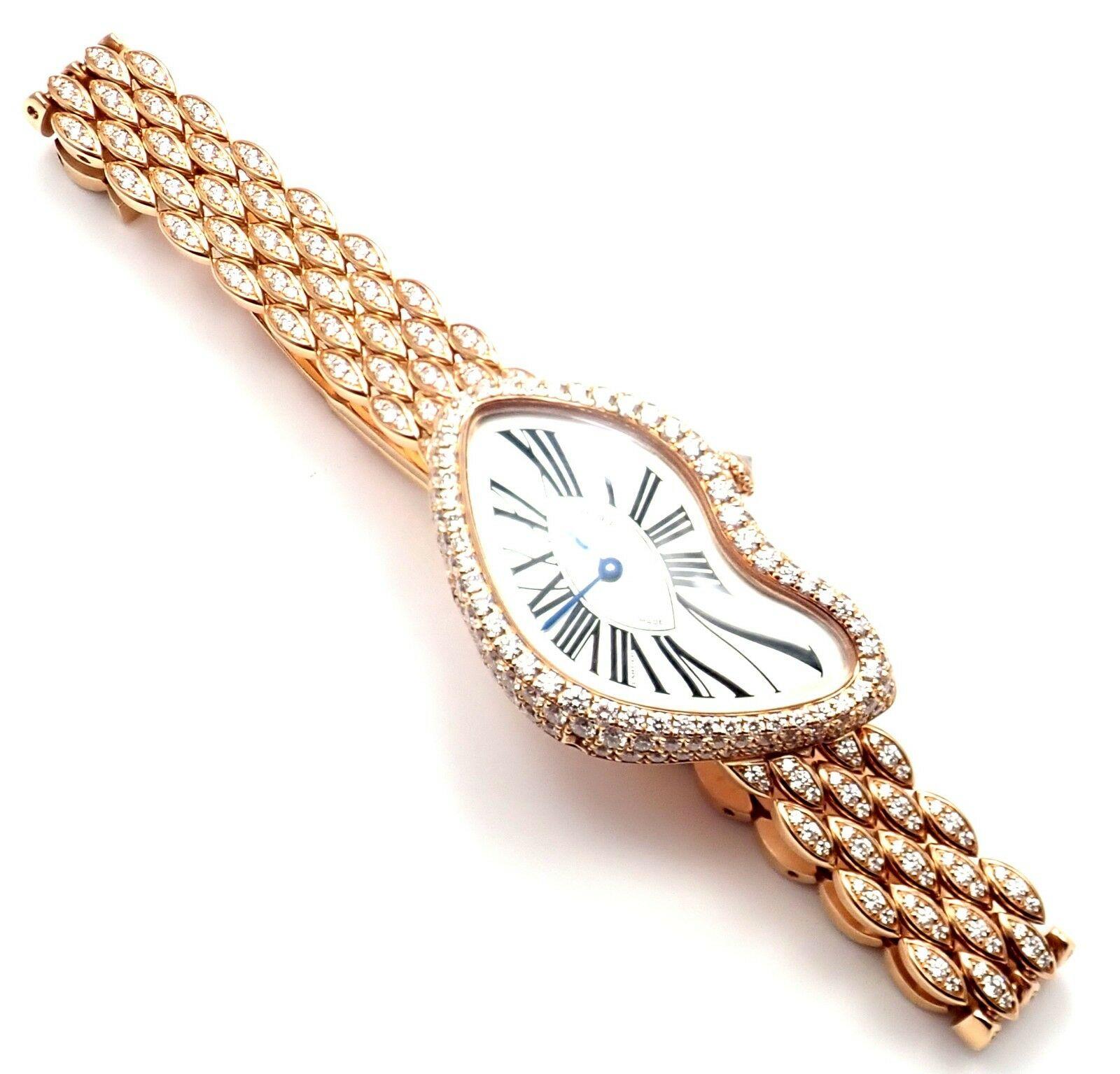 Montre-bracelet Cartier en or rose avec diamant Crash:: édition limitée 2