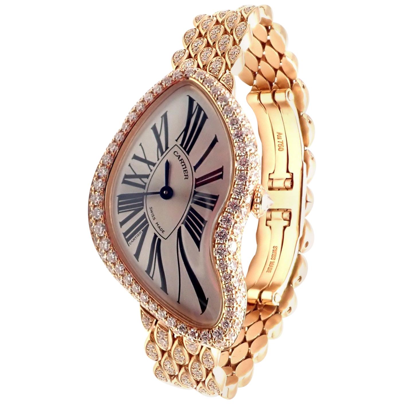 Montre-bracelet Cartier en or rose avec diamant Crash:: édition limitée