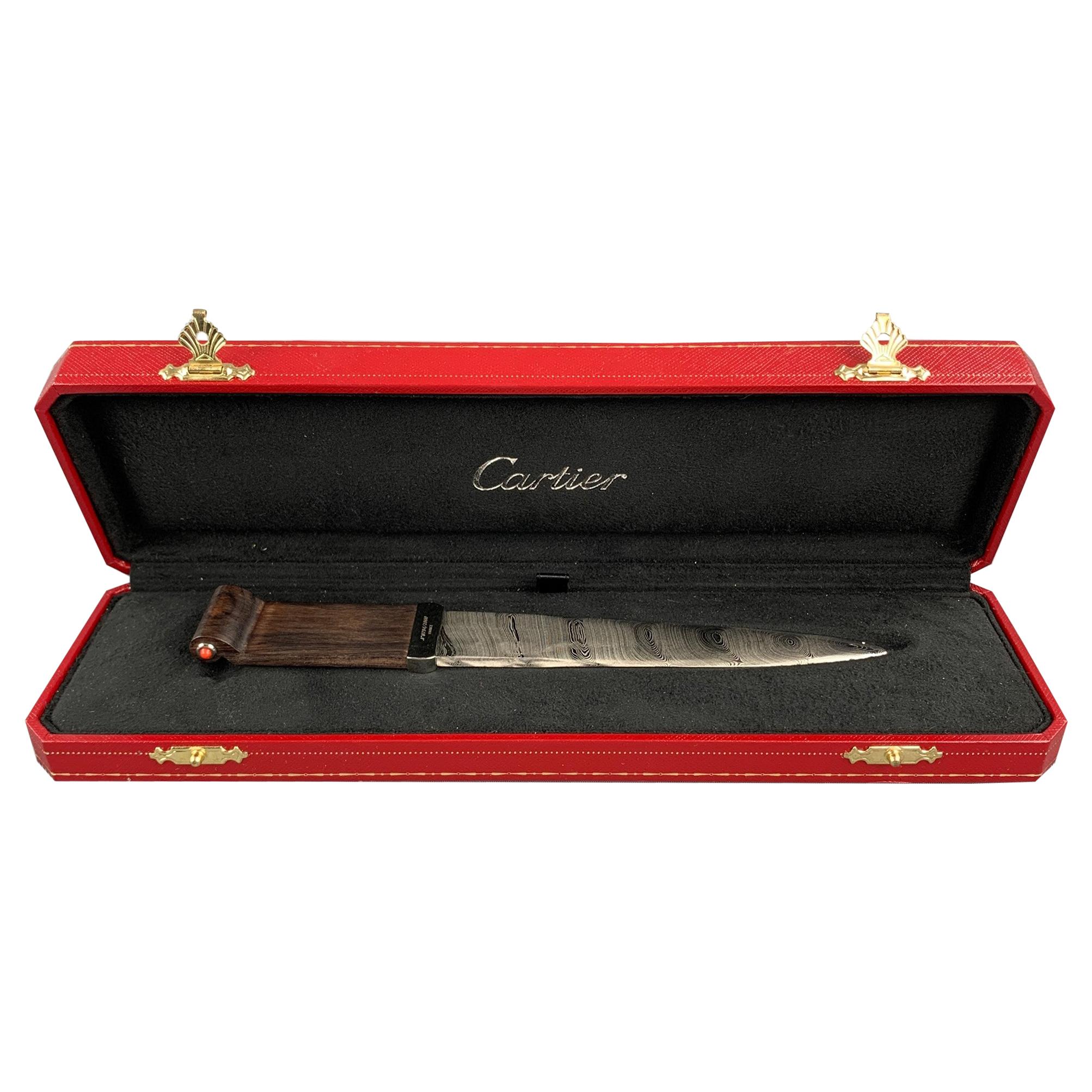 CARTIER Limited Edition Damas Steel Grenaille Wood & Coral Knife / Envelope Open