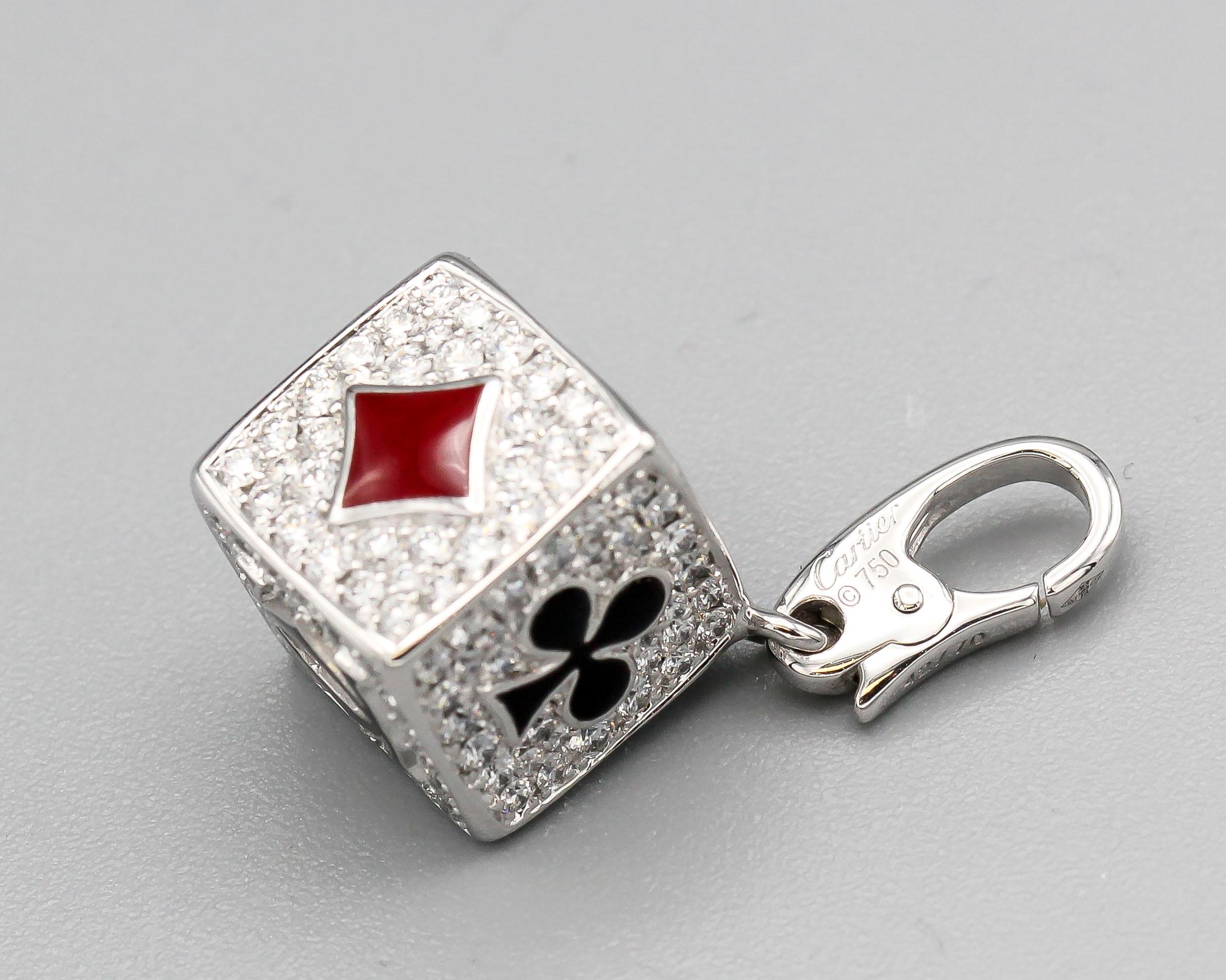 Women's or Men's Cartier Limited Edition Diamond and Enamel Playing Card Suite Charm