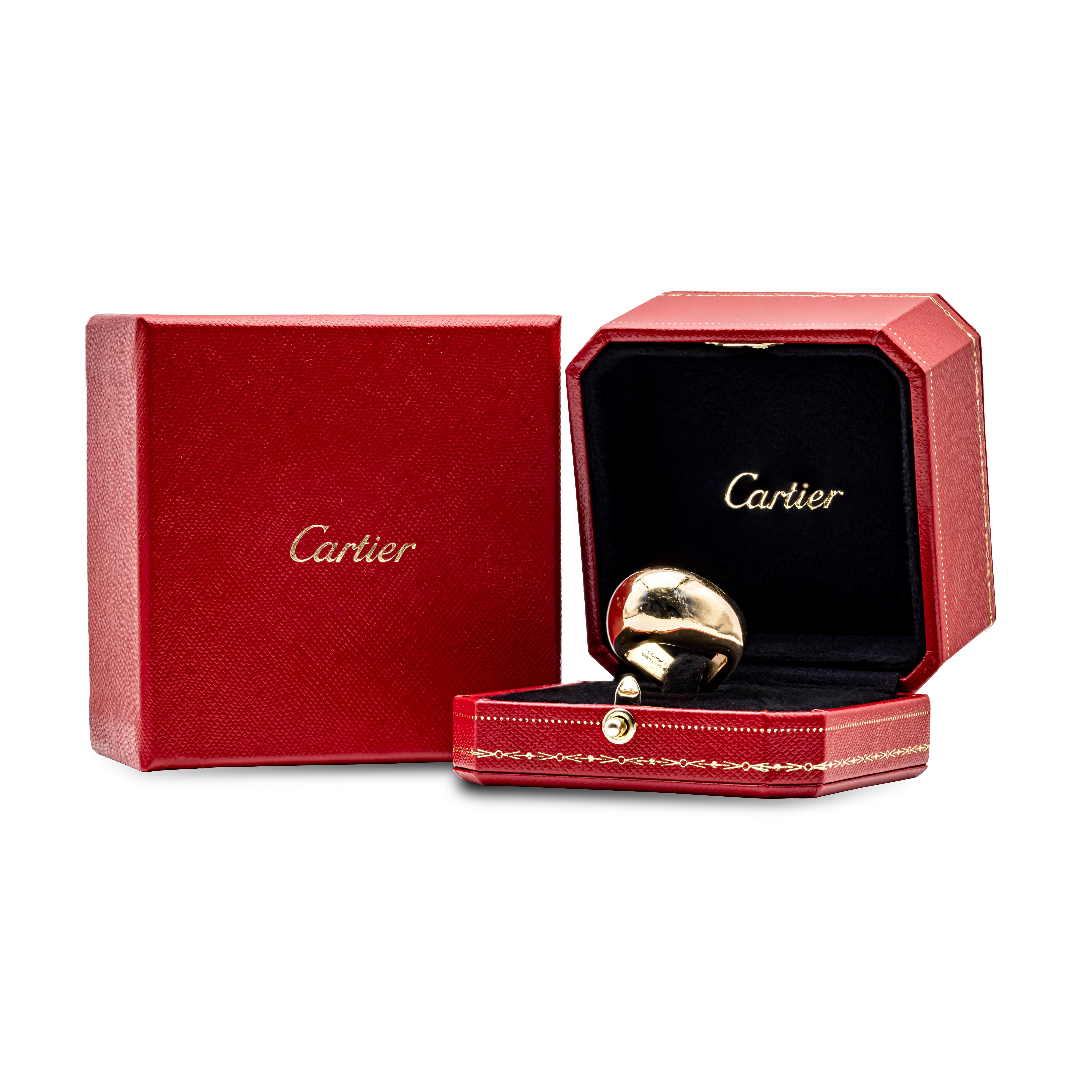 Cartier Limited Edition Large Dome 18K Yellow Gold Plain Fashion Ring In Good Condition For Sale In New York, NY