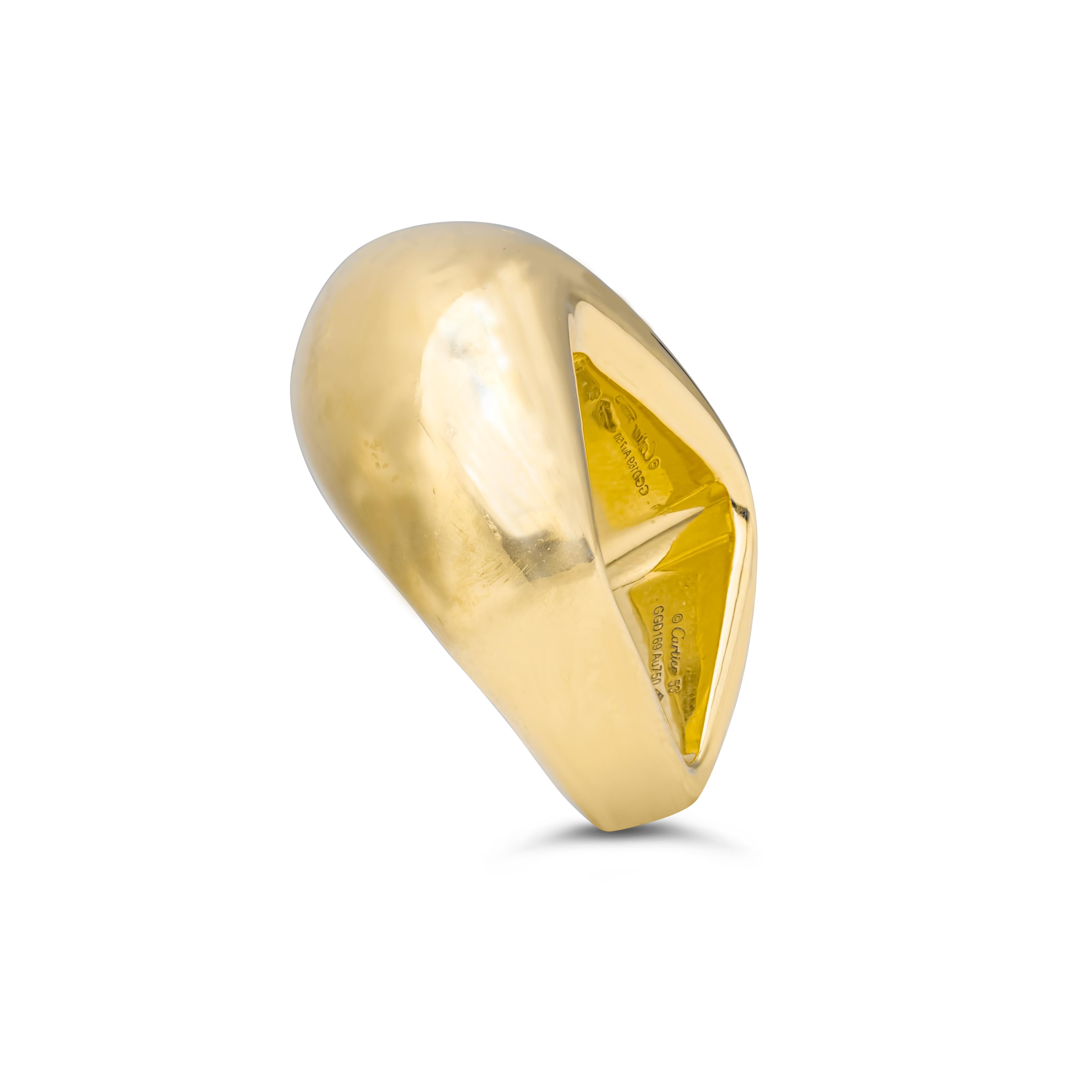 Contemporary Cartier Limited Edition Large Dome Yellow Gold Plain Fashion Ring For Sale