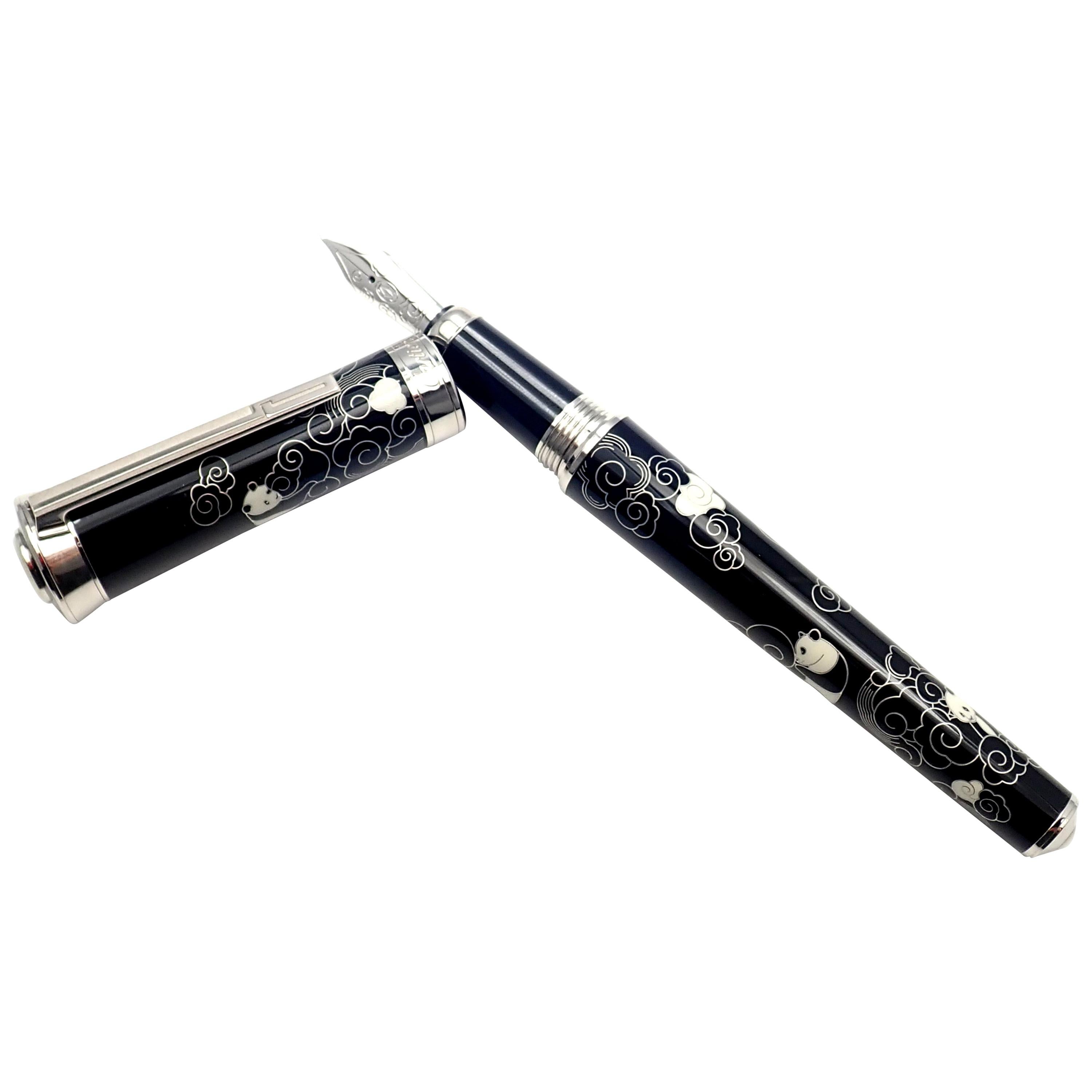 Cartier Limited Edition Panda Art Deco Lacquer Palladium Fountain Pen