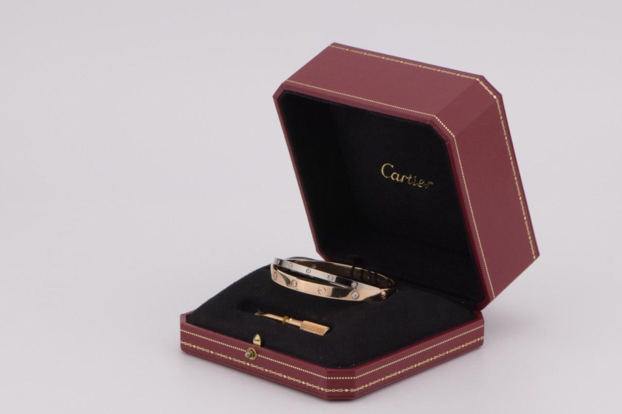 Cartier Limited Edition White and Rose Gold Diamond Love Bracelet 3