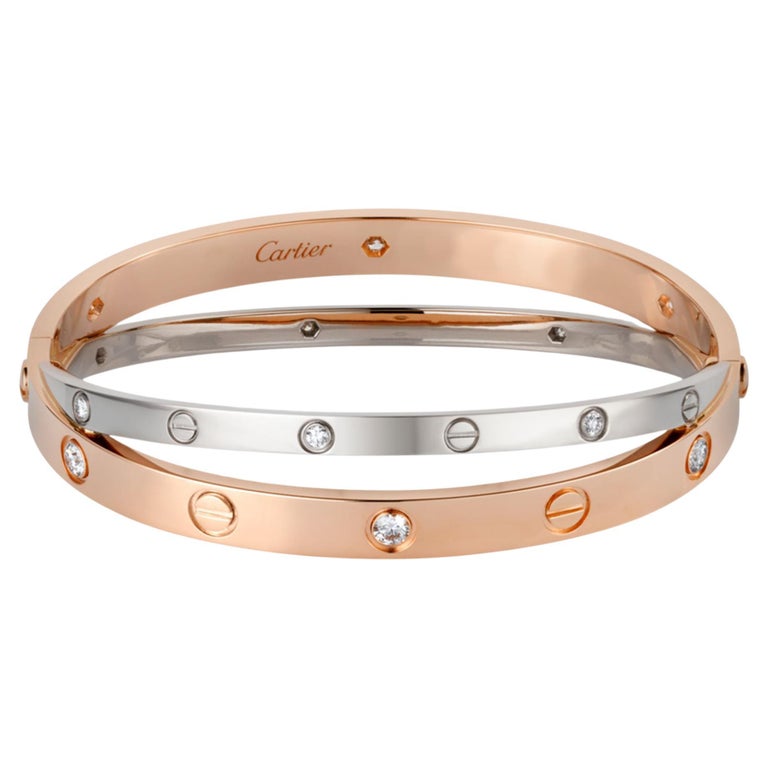 Cartier Limited Edition White and Rose Gold Diamond Love Bracelet at ...