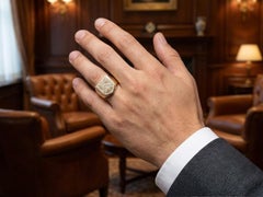Cartier Lincoln Mercury 18K Gold Diamond Signet Ring 1.50 Carats VS F 34g