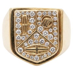 Cartier Lincoln Mercury Siegelring aus 18-karätigem Gold mit Diamanten, 1,50 Karat, VS, F, 34 g