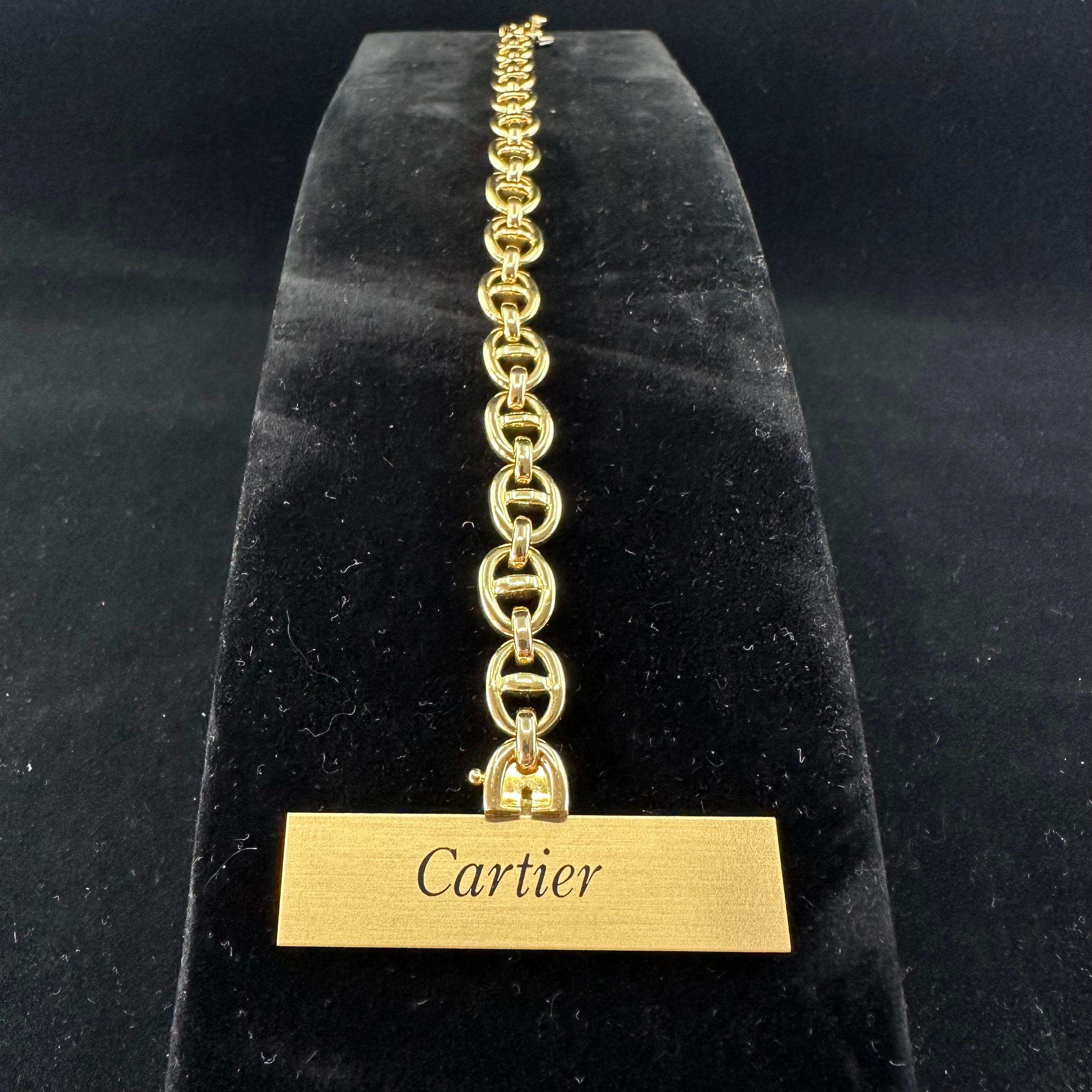 Women's or Men's Cartier Link Bracelet 18k Yellow Gold  For Sale