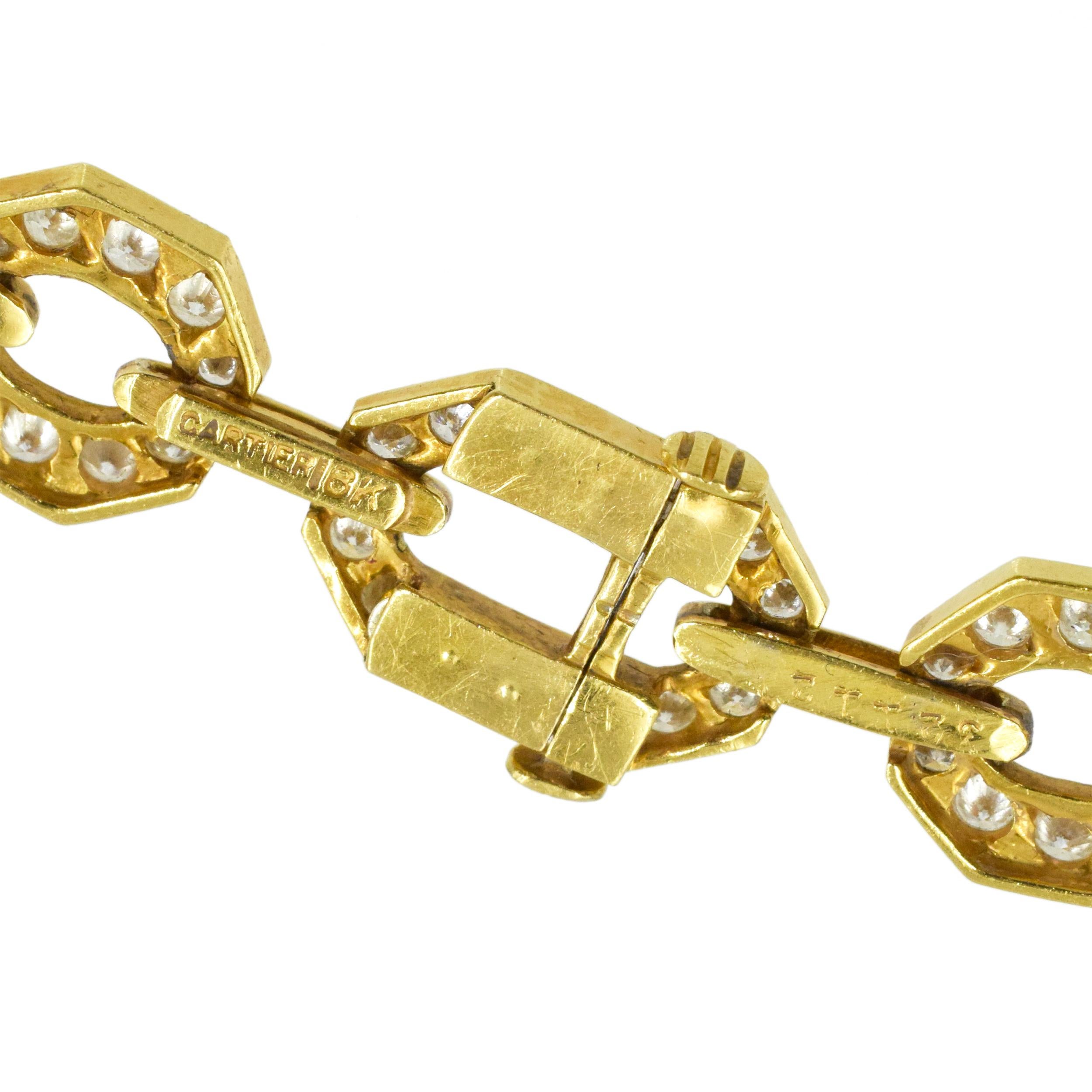 Round Cut Cartier Link Diamond Necklace 18k Gold