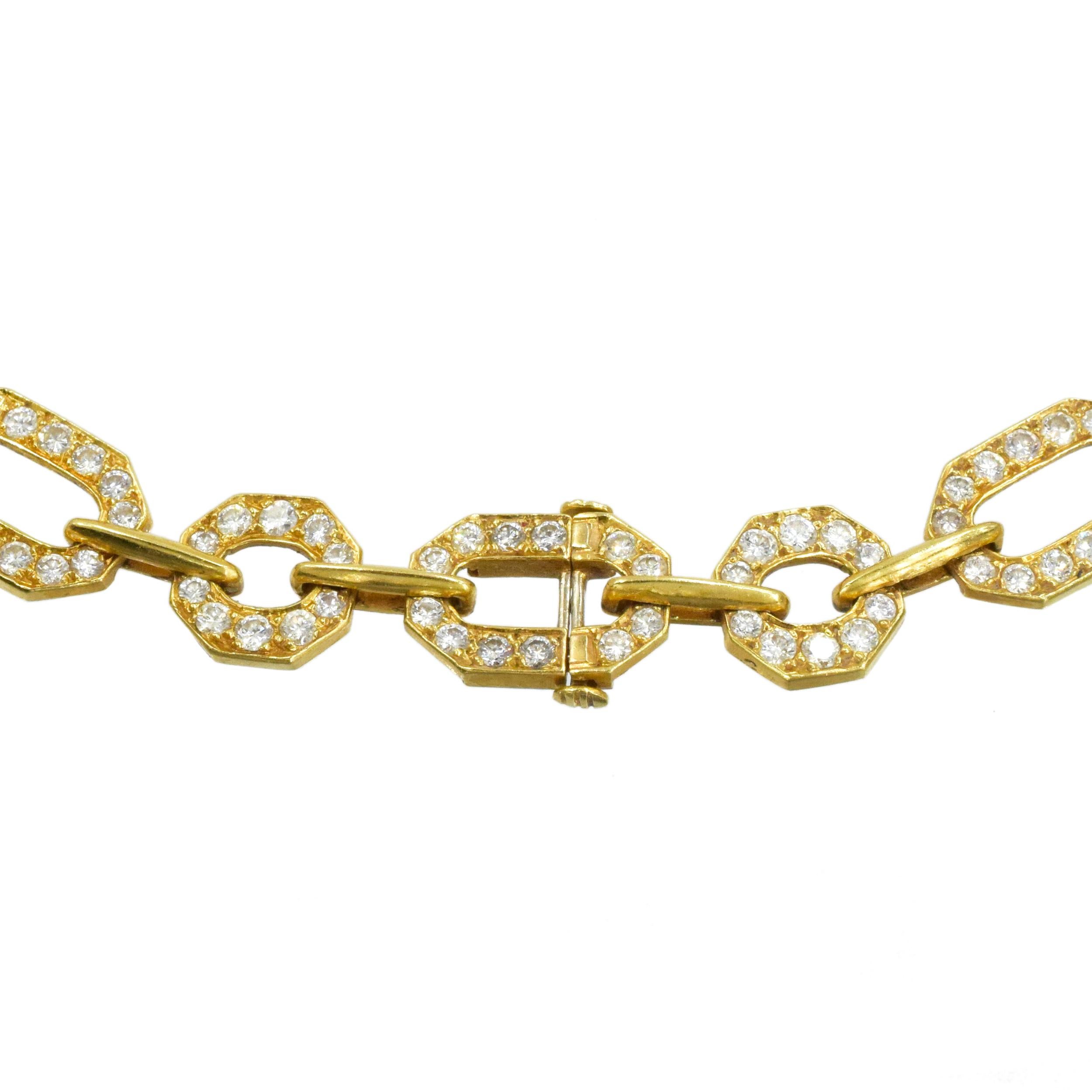 Cartier Link Diamond Necklace 18k Gold In Excellent Condition In New York, NY