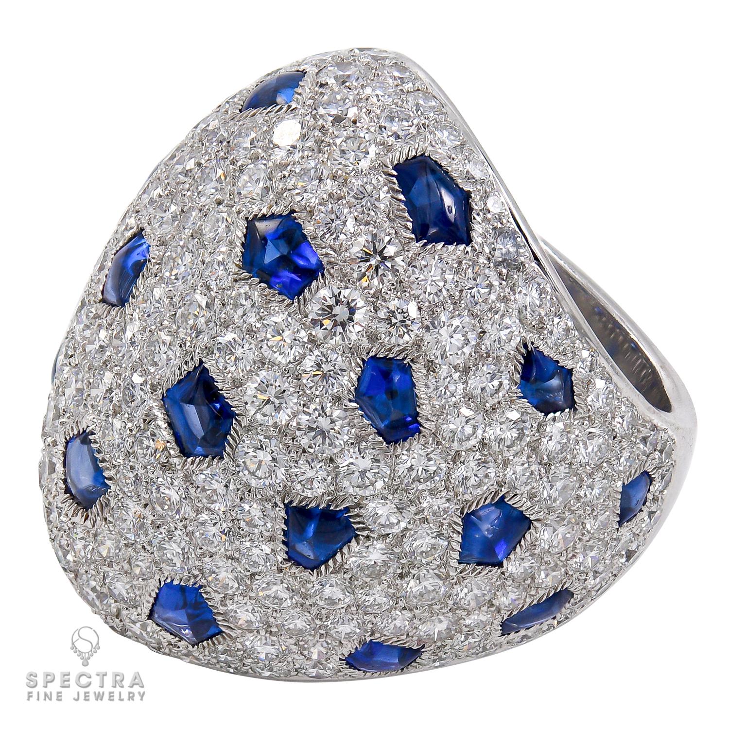 Mixed Cut Cartier 'Lobi' Sapphire Diamond Cocktail Ring For Sale