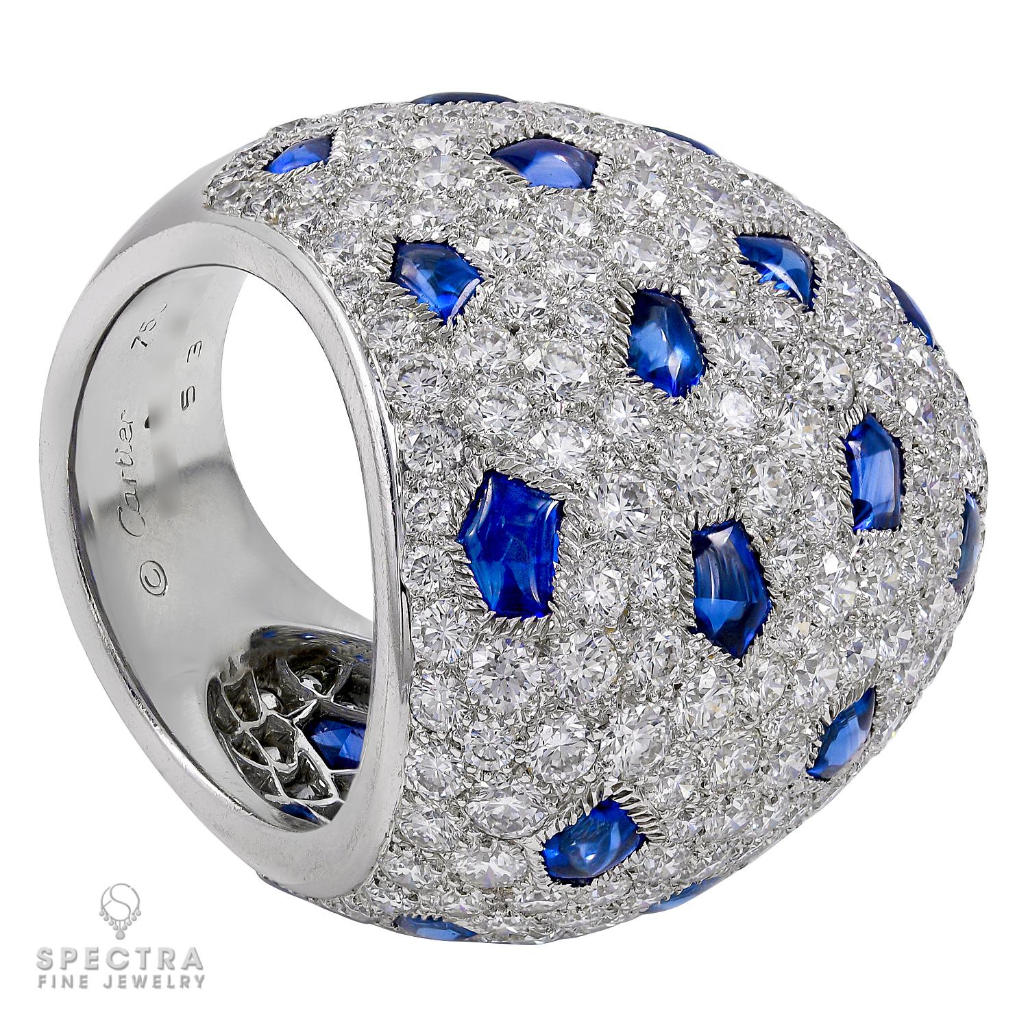 Cartier 'Lobi' Sapphire Diamond Cocktail Ring In Good Condition For Sale In New York, NY