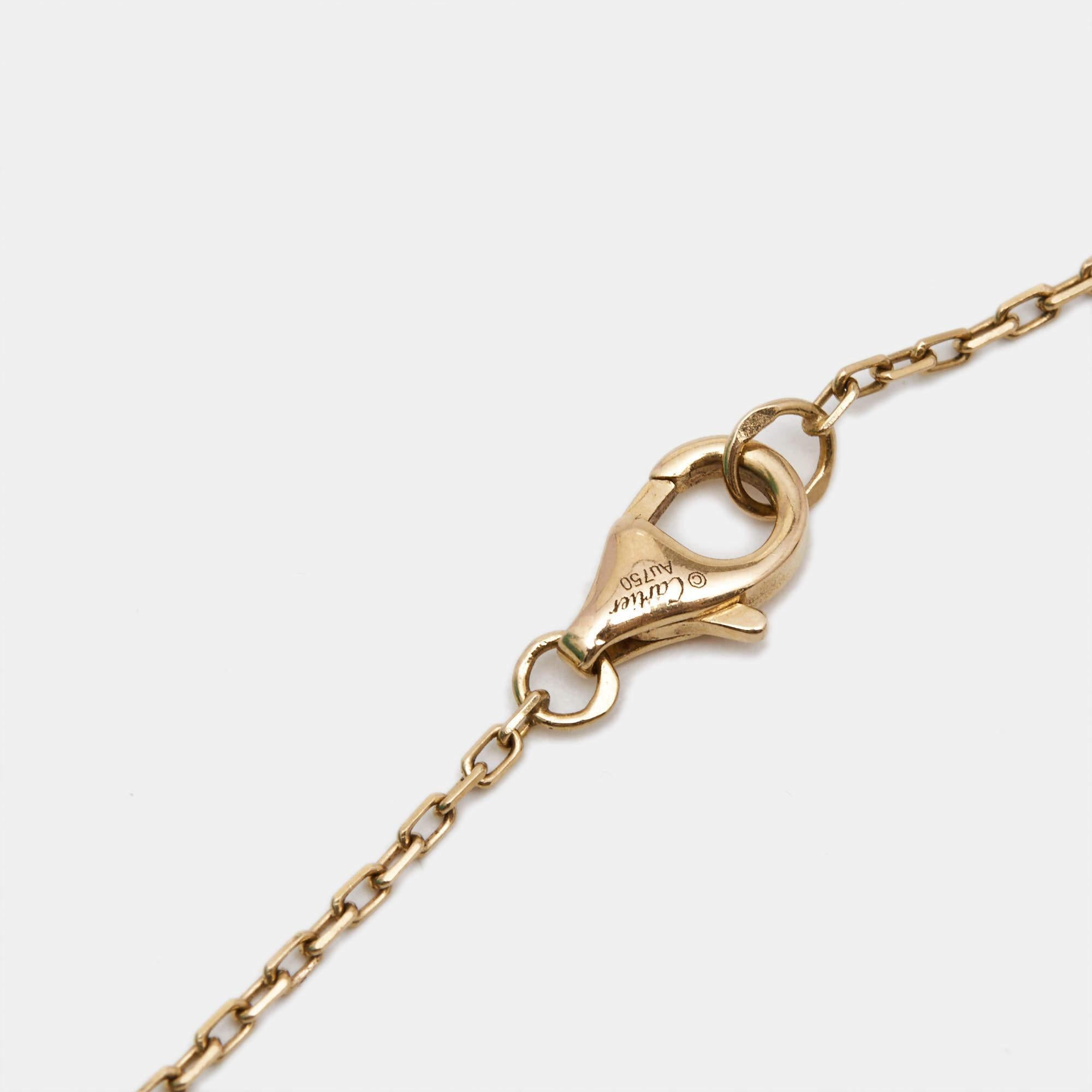 Rose Cut Cartier Logo Diamond 18k Rose Gold Necklace