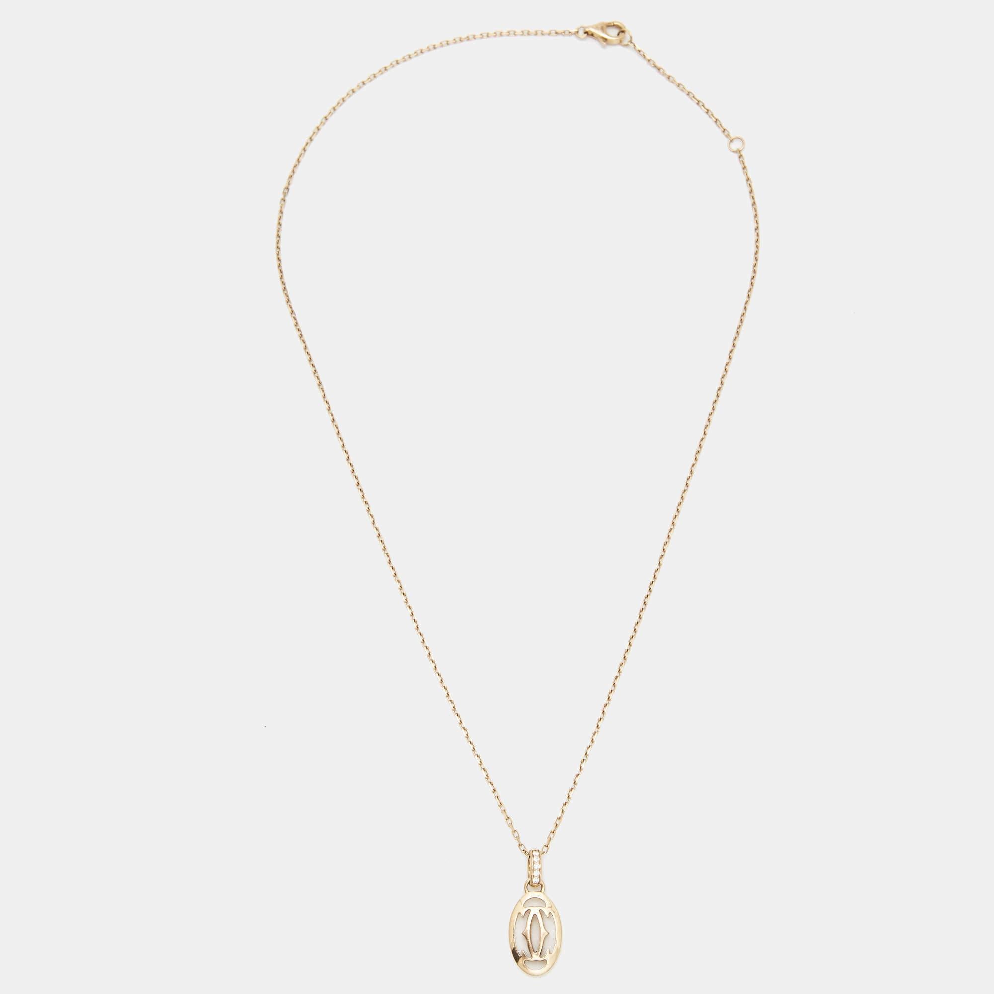 Women's Cartier Logo Diamond 18k Rose Gold Necklace