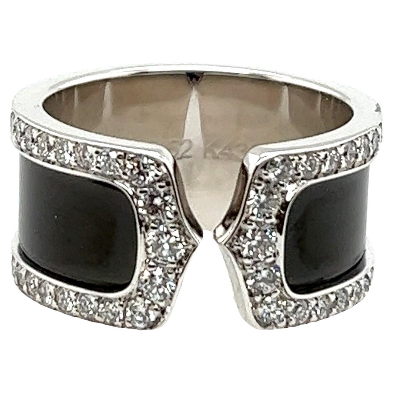 Cartier Logo Double C De Cartier ring in 18ct white gold diamond lady Angel kiss For Sale