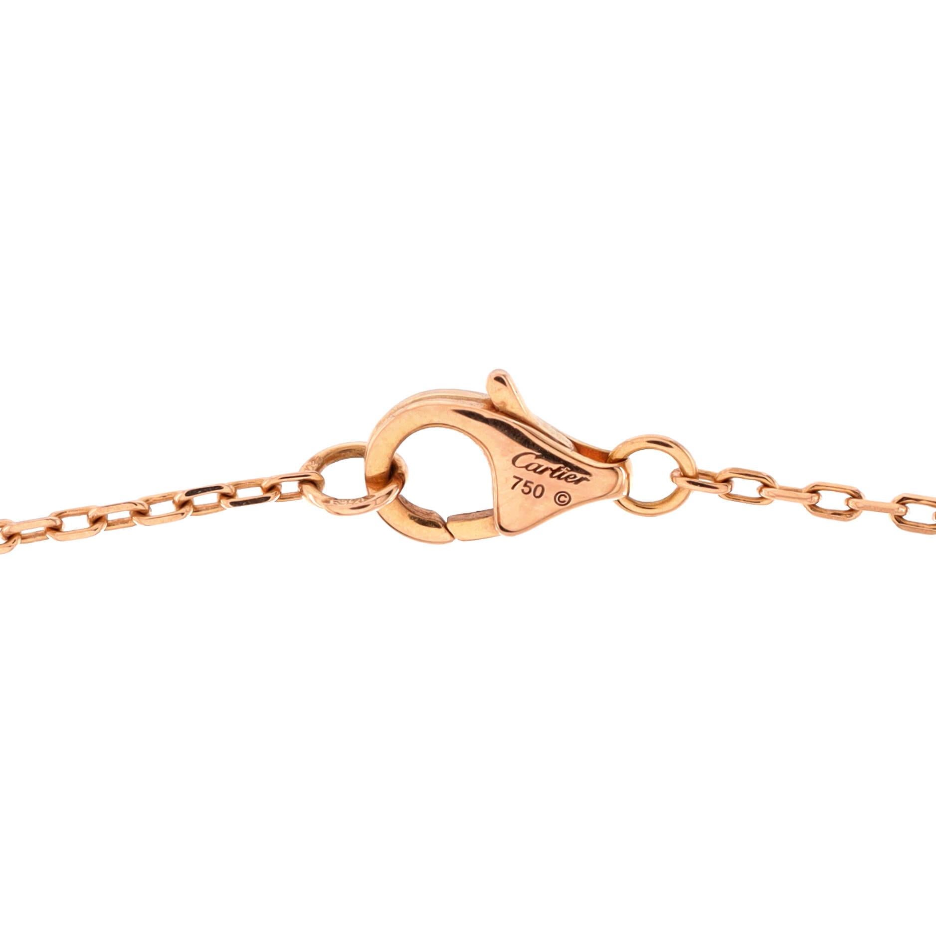 Women's Cartier Logo Double C Pendant Necklace 18k Rose Gold with Pink Sapphires