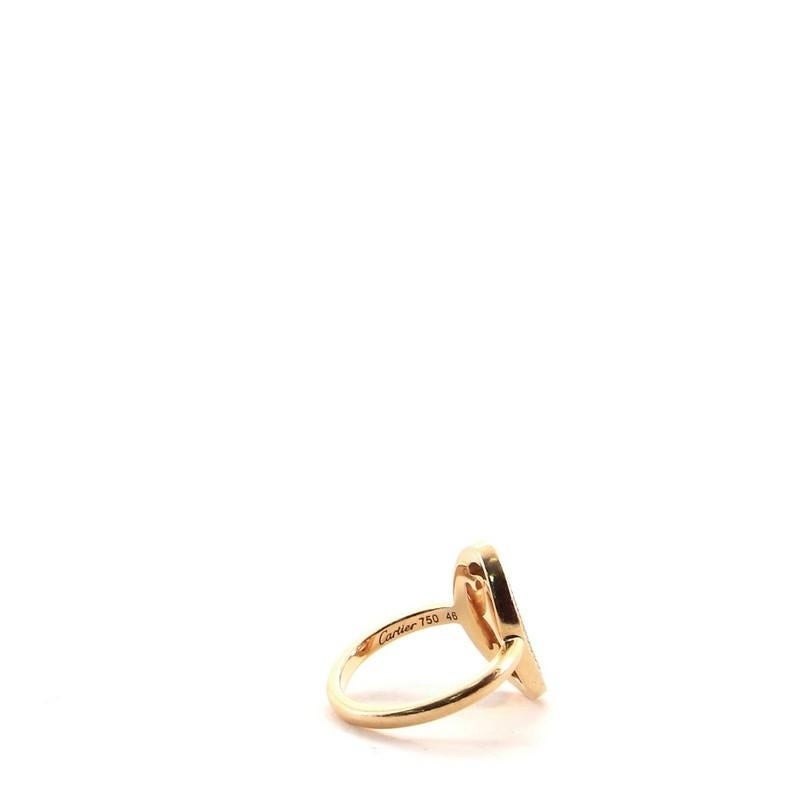 Round Cut Cartier Logo Double C Ring 18 Karat Rose Gold with Diamonds 3.75 - 46