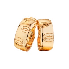 Cartier Logo Modernist Rose Gold Post Hoop Earrings