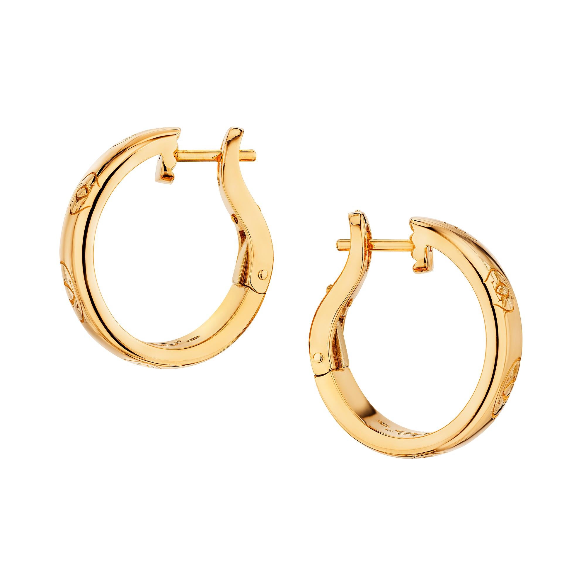 Cartier Logo Modernist Rose Gold Post Hoop Earrings In Excellent Condition For Sale In Greenwich, CT
