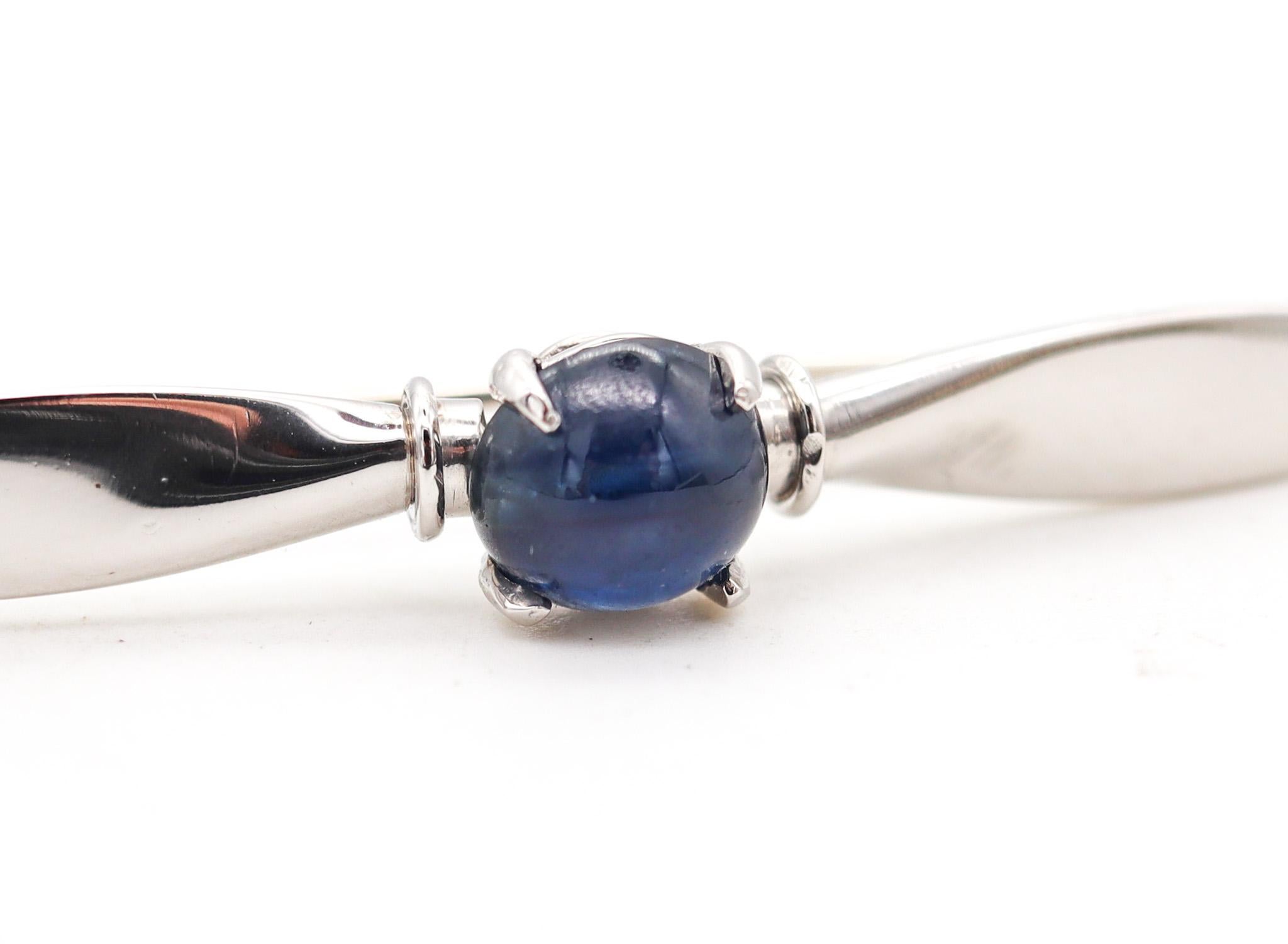 Women's or Men's Cartier London 1930 Art Deco Wings Badge Brooch In Platinum With Sapphire In Box For Sale