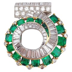 Cartier London 1930s Diamond Emerald Clip