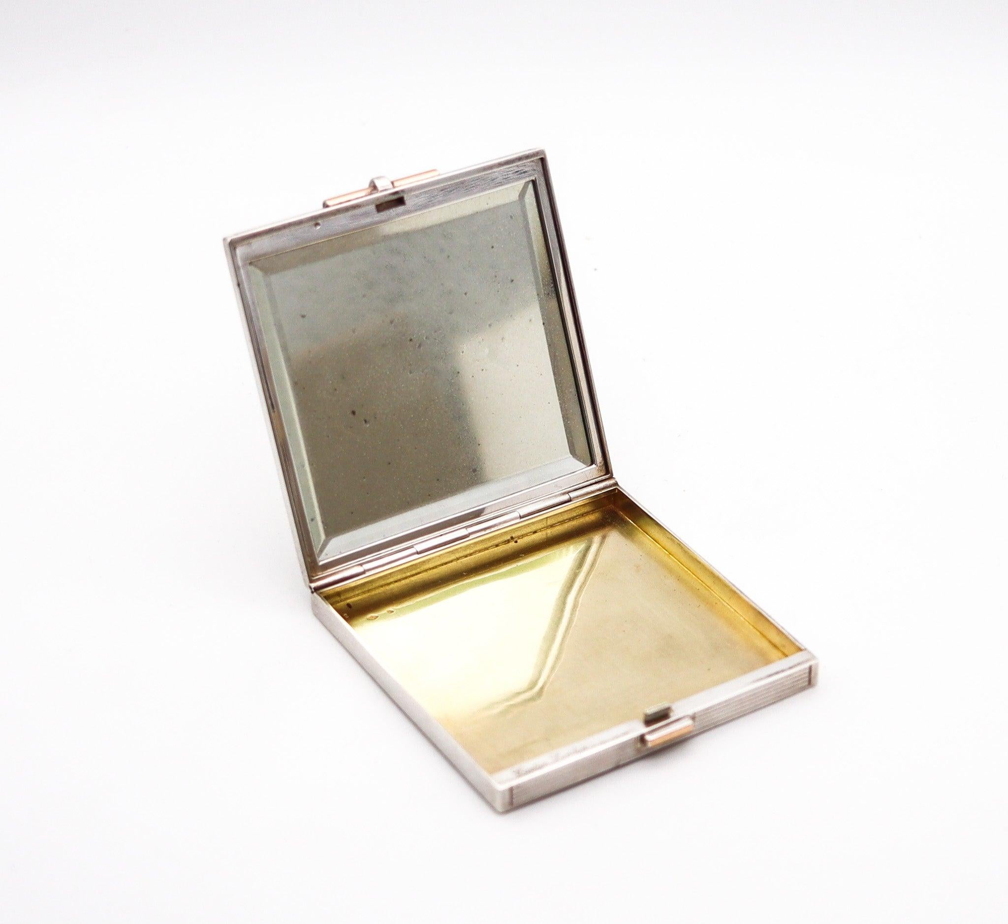 CARTIER London 1935 Art Deco-Schachtel aus Sterling 18Kt Gold und Rubinen im Zustand „Hervorragend“ im Angebot in Miami, FL