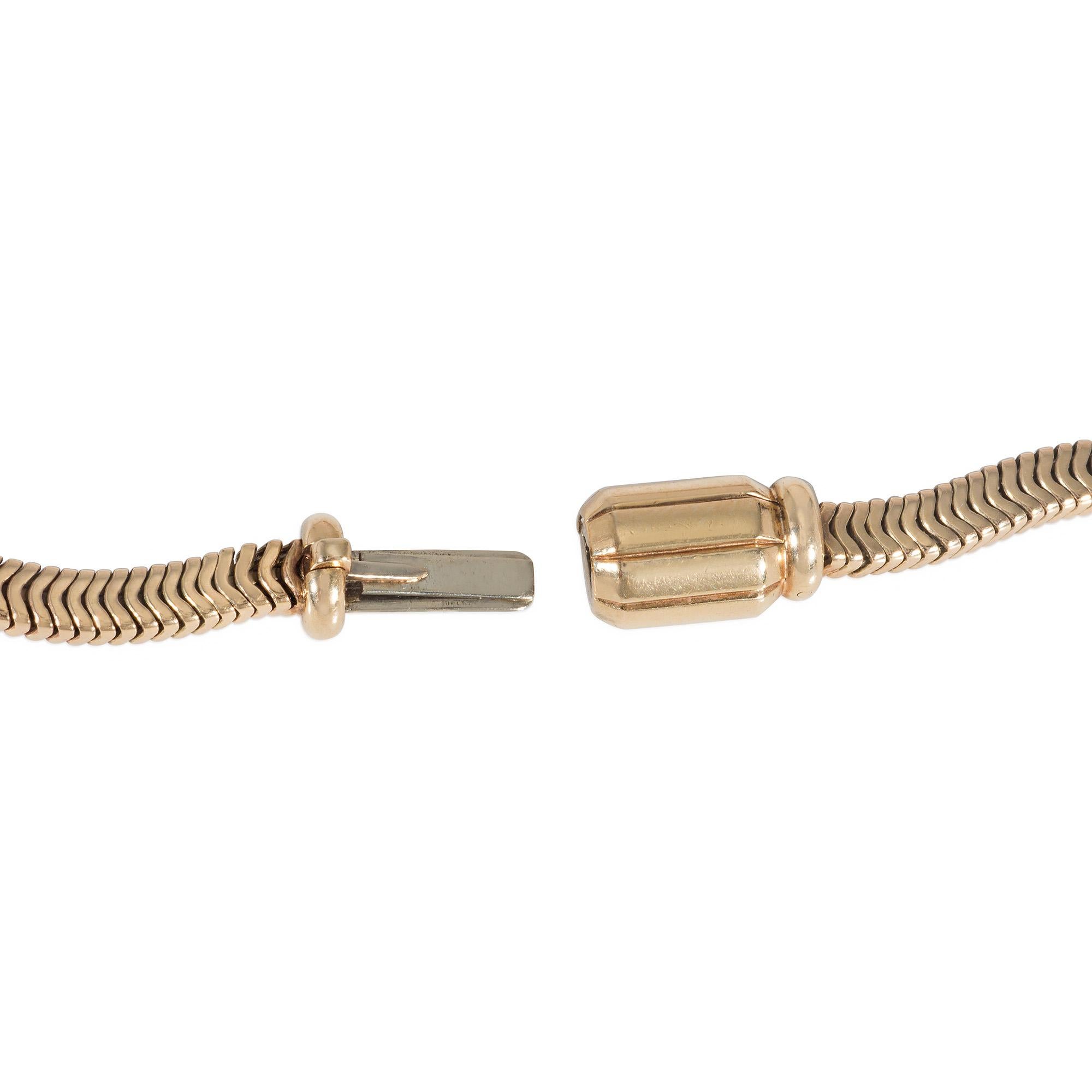 Retro Cartier, London 1940s Gold Boxed Snake Chain Necklace For Sale