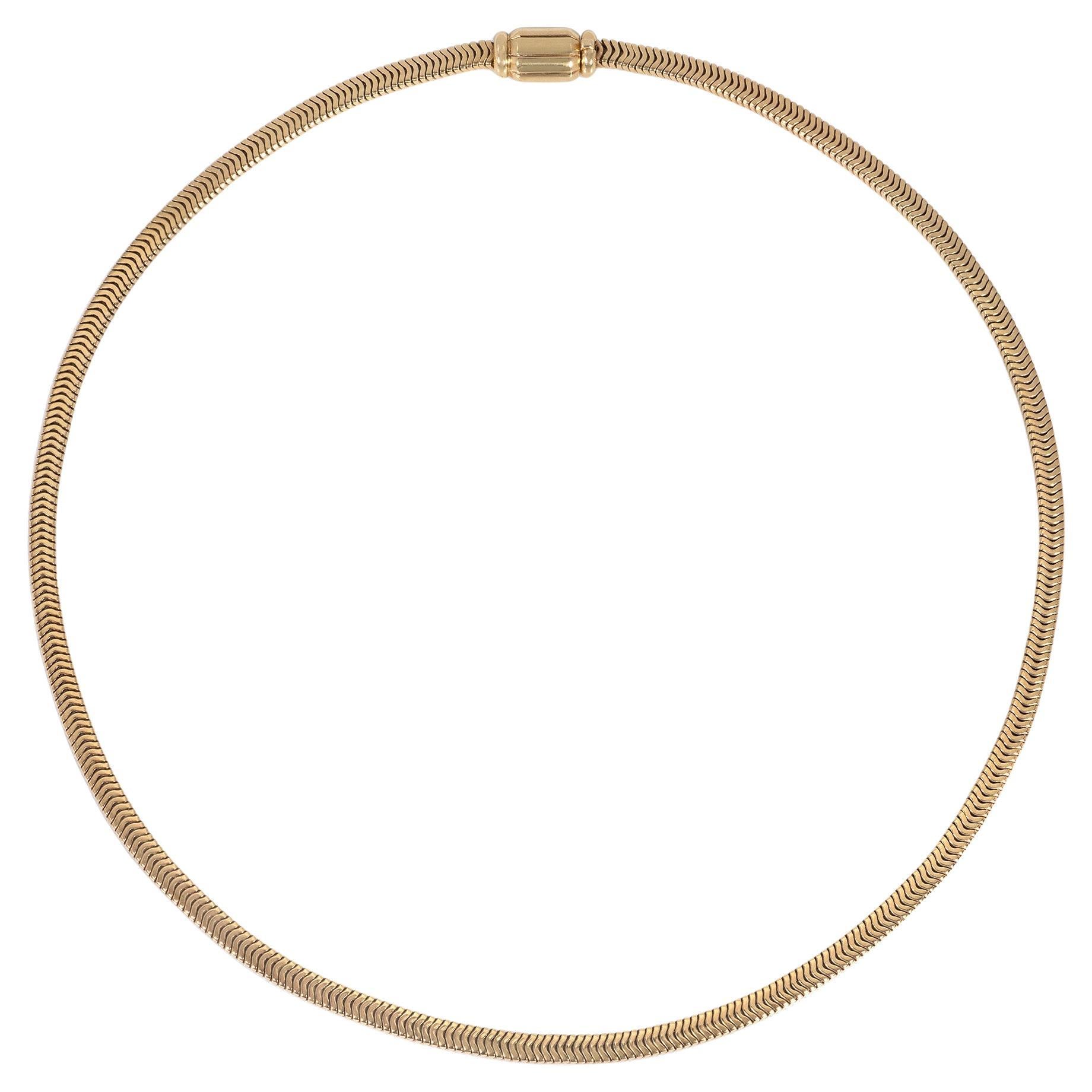 Cartier, London 1940s Gold Boxed Snake Chain Necklace