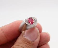 CARTIER London 1960 Gipsy Ring In Platinum With Burmese Ruby & Diamonds