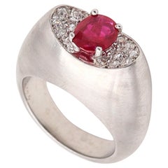 CARTIER London 1960 Gipsy Ring In Platinum With Burmese Ruby & Diamonds