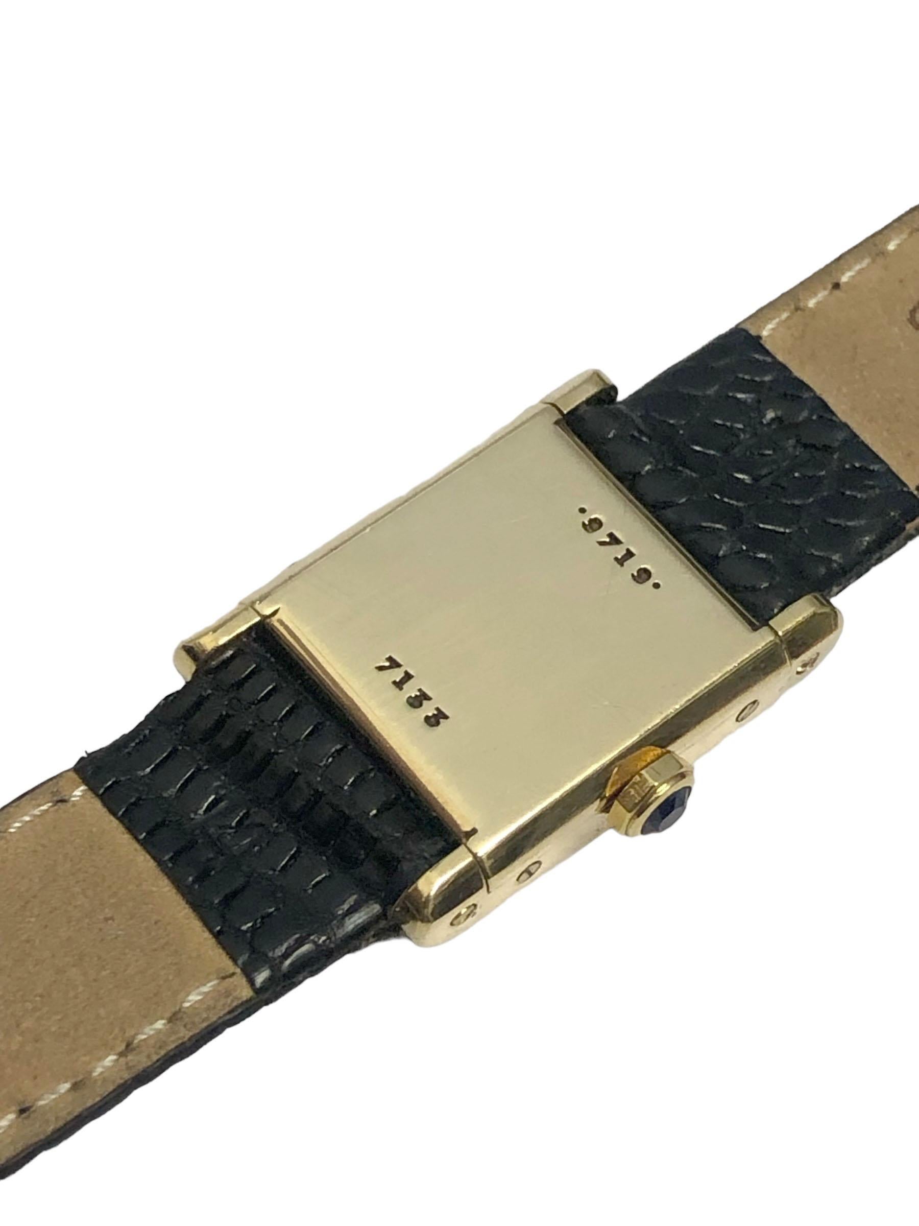 Cartier London 1960er Jahre Gelbgold Jaeger LeCoultre Damen-Tank-Armbanduhr im Zustand „Hervorragend“ in Chicago, IL