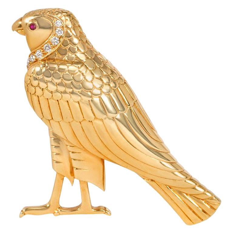 Cartier, London 1970s Egyptian Revival Brooch in the Form of "Horus"