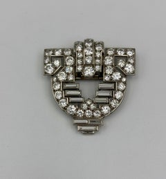 Cartier London Art Deco platinum and diamond pin in its original box