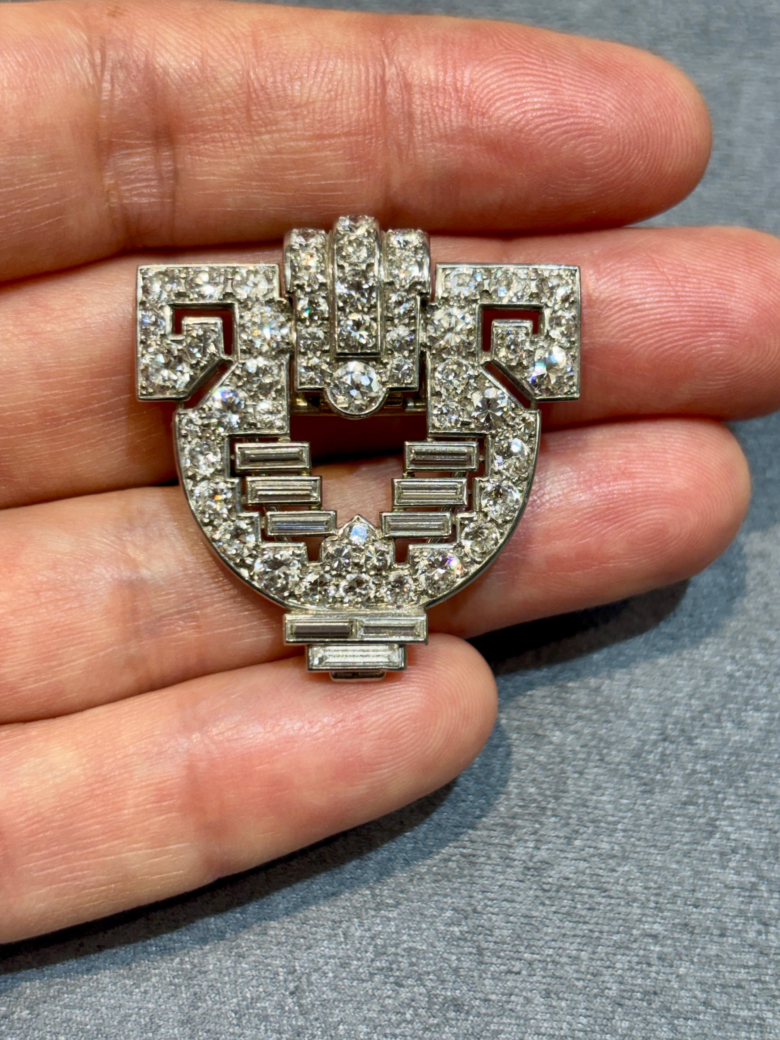 Cartier London Art Deco platinum and diamond pin in its original box ...