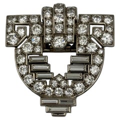 Cartier London Art Deco platinum and diamond pin in its original box