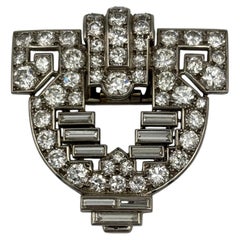 Cartier London Art Deco platinum and diamond pin in its original box