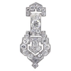 Cartier London Art Deco Platinum Old European Cut Diamond Brooch Pin