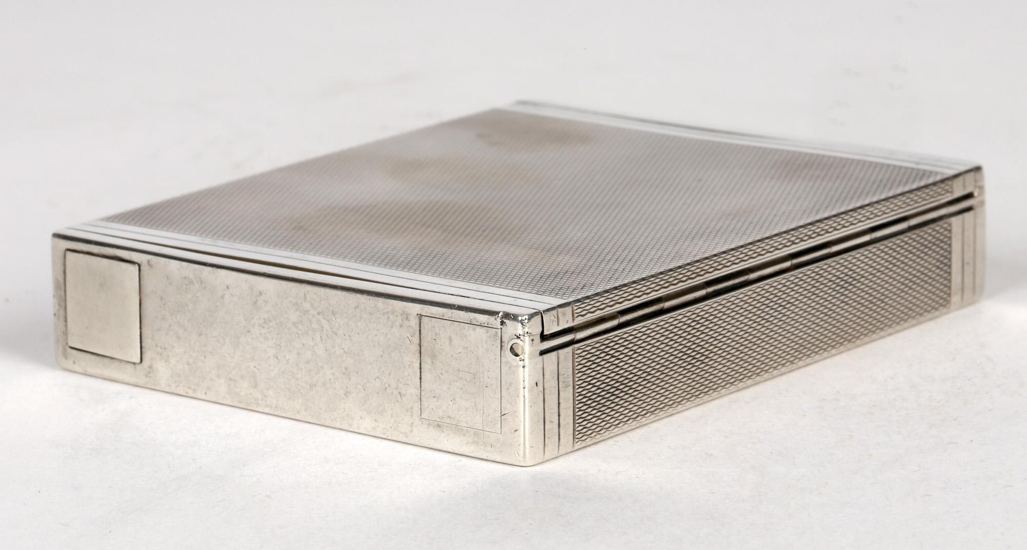 Cartier London Art Deco Silver Cigarette or Card Case with Machined Patterning 7
