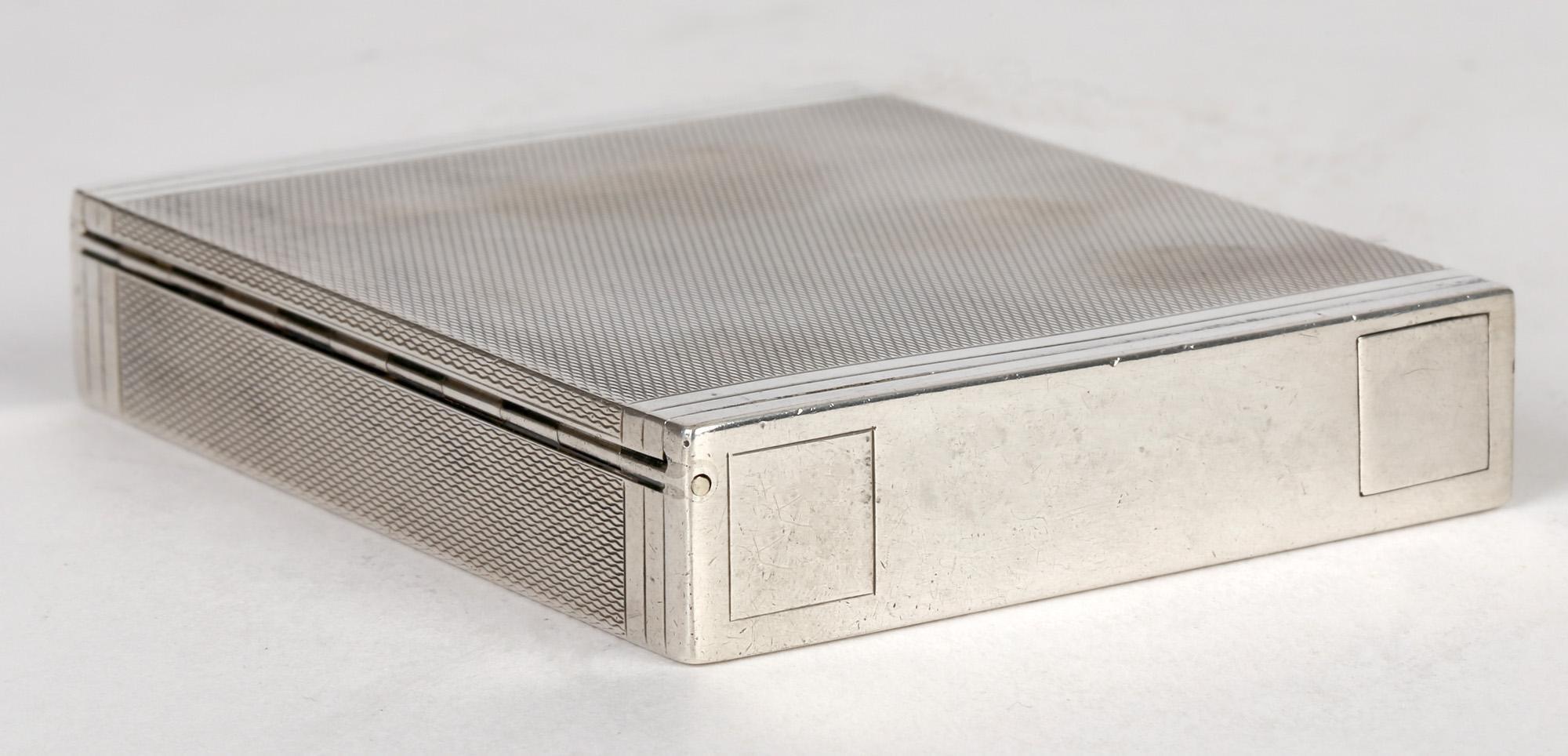 Cartier London Art Deco Silver Cigarette or Card Case with Machined Patterning 10