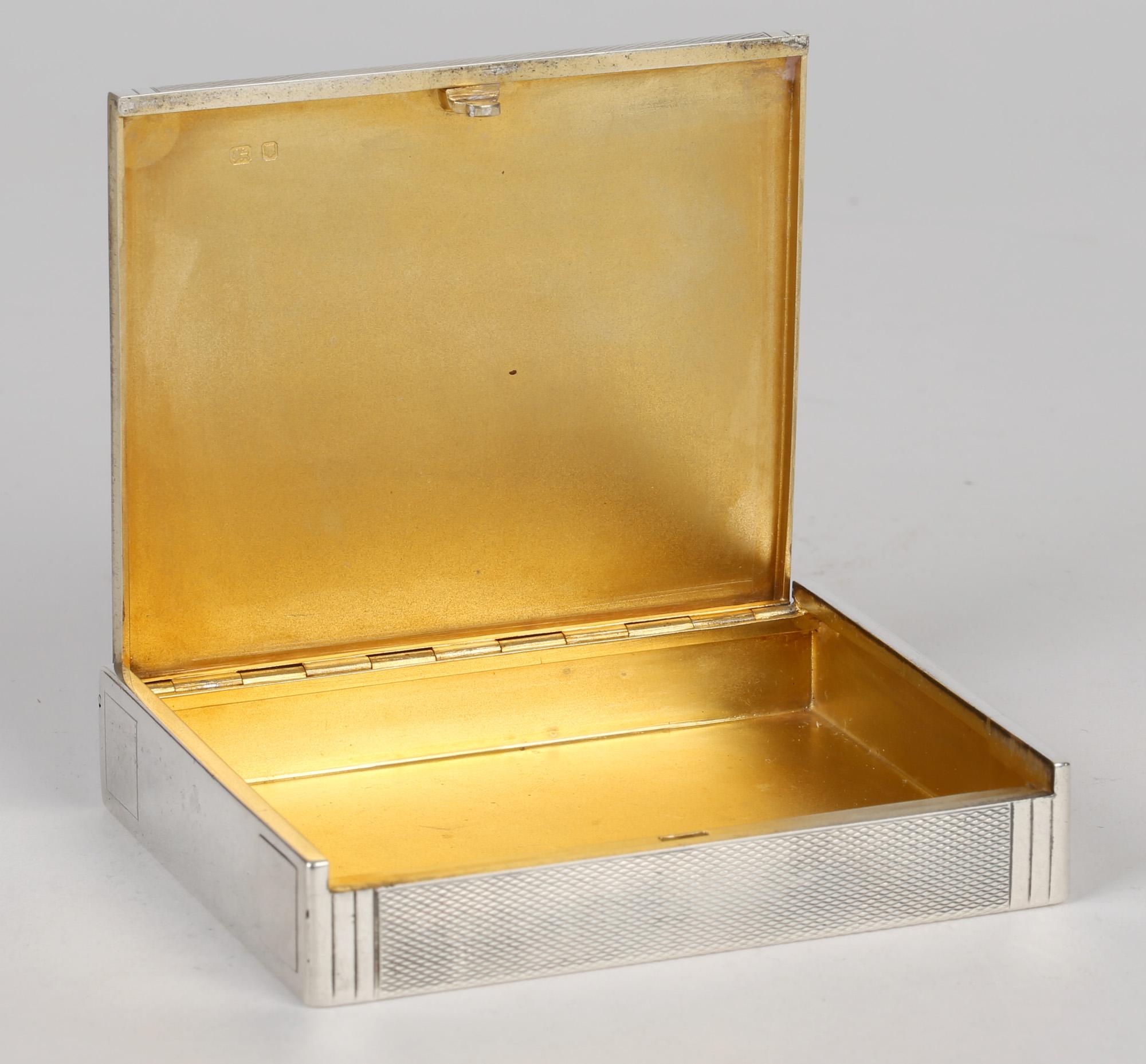 Machine-Made Cartier London Art Deco Silver Cigarette or Card Case with Machined Patterning
