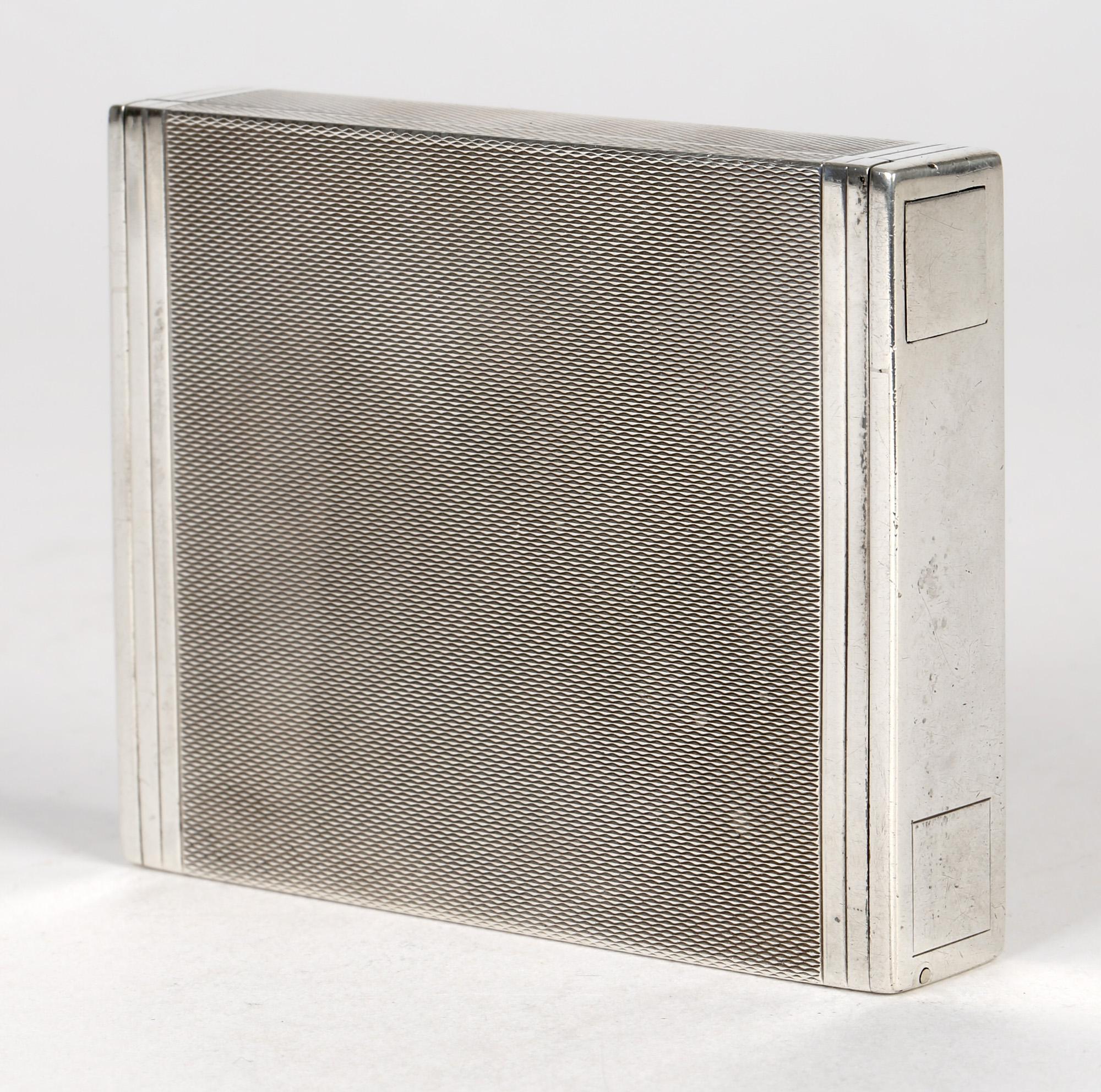 Cartier London Art Deco Silver Cigarette or Card Case with Machined Patterning In Good Condition In Bishop's Stortford, Hertfordshire