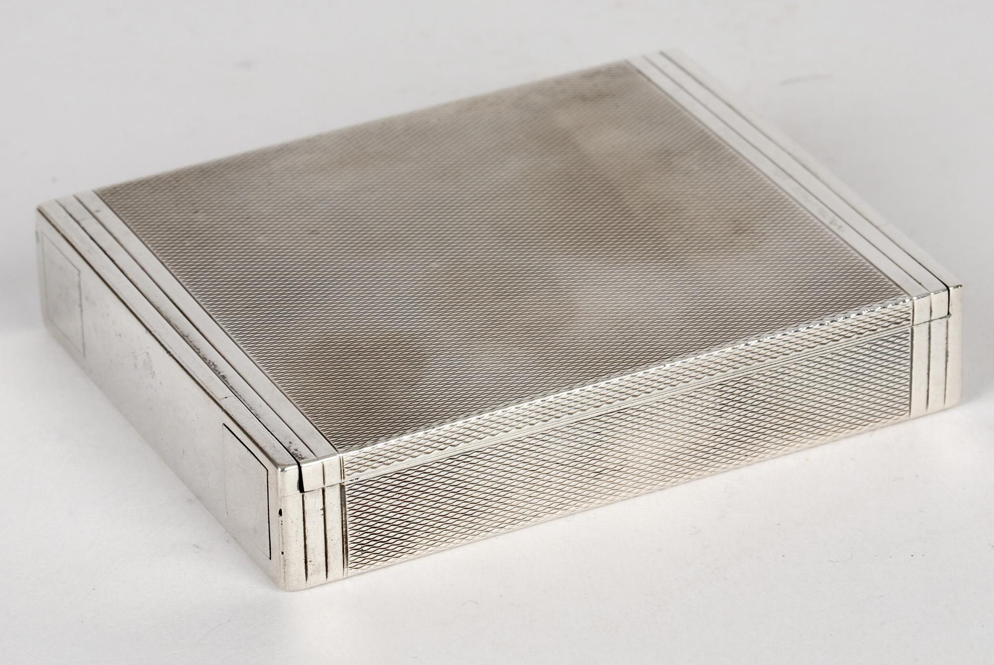 Mid-20th Century Cartier London Art Deco Silver Cigarette or Card Case with Machined Patterning