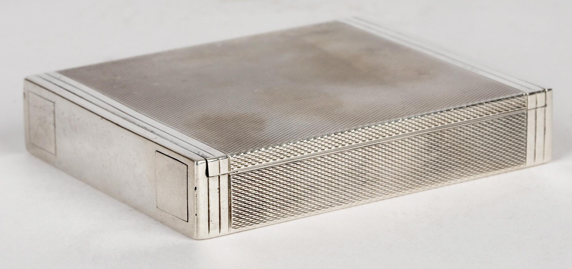 Cartier London Art Deco Silver Cigarette or Card Case with Machined Patterning 1