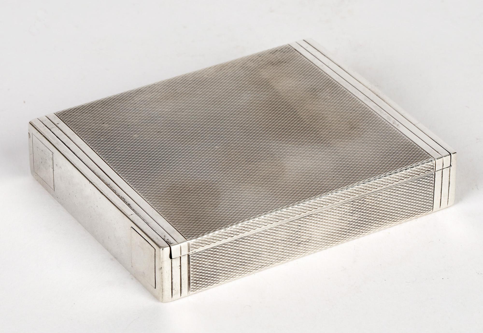 Cartier London Art Deco Silver Cigarette or Card Case with Machined Patterning 3