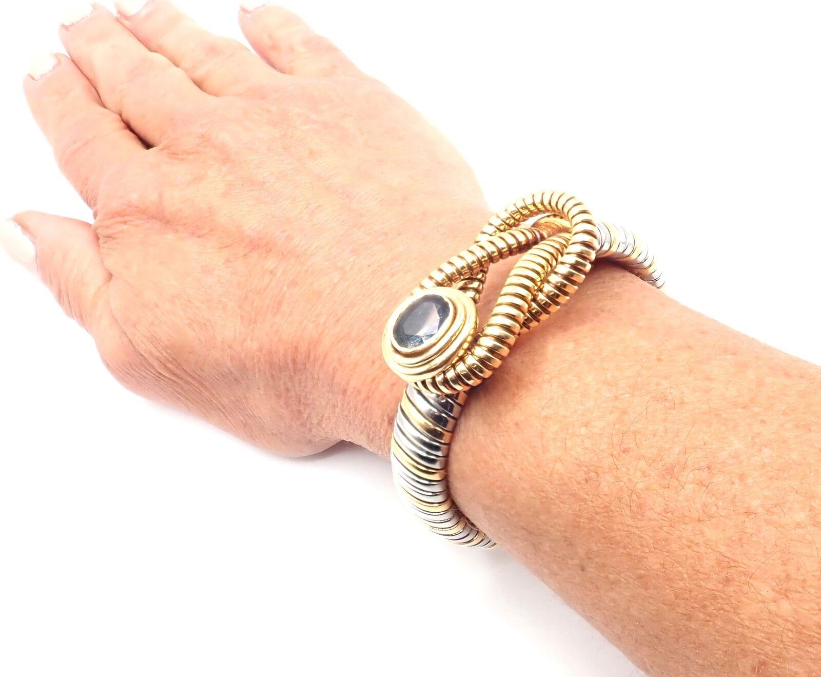 Cartier London Blue Topaz Stainless Steel Yellow Gold Hercules Knot Bracelet 5